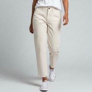 J.Crew 4 Tapered Wide Leg Cream Pants Double Stitch Y2K Coastal Boho Preppy